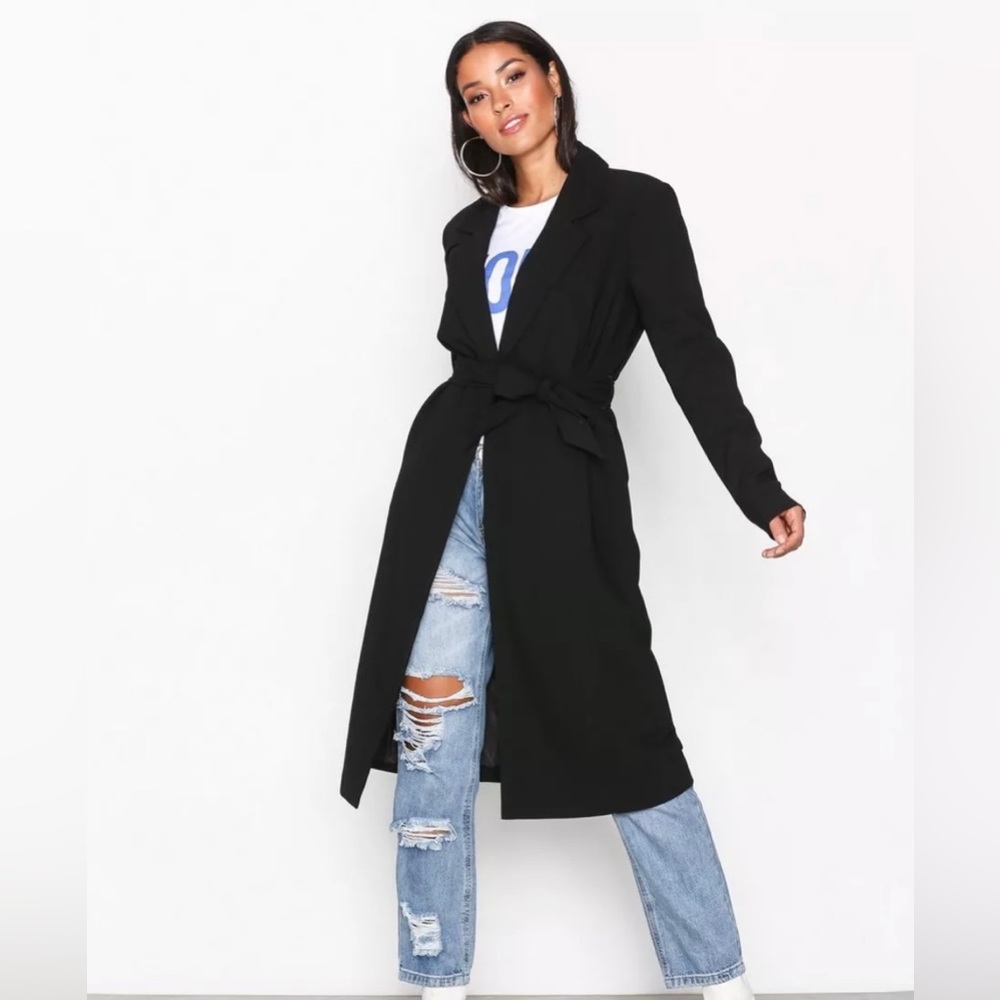 ONLY Runa Long Coat - long duster coat in green, size small